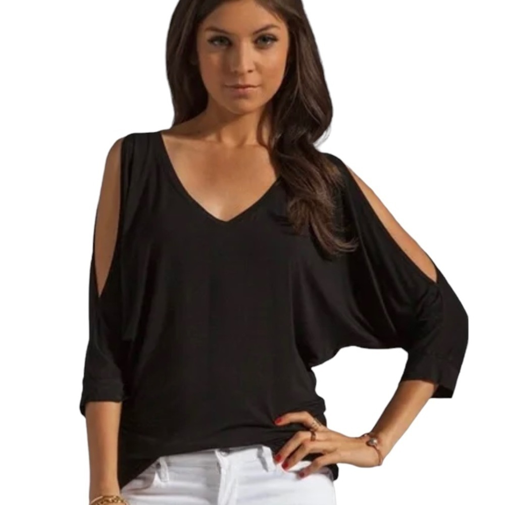 Michael Stars Cold Shoulder Original Tee Black